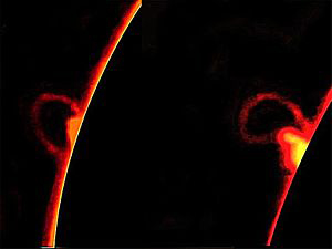 सौर ज्वाला की दो क्रमिक तस्वीर